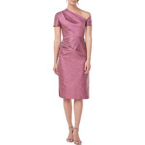 Kay Unger Caitlyn Women's Jacquard Cut-Out Asymmetric Midi Dress NWT